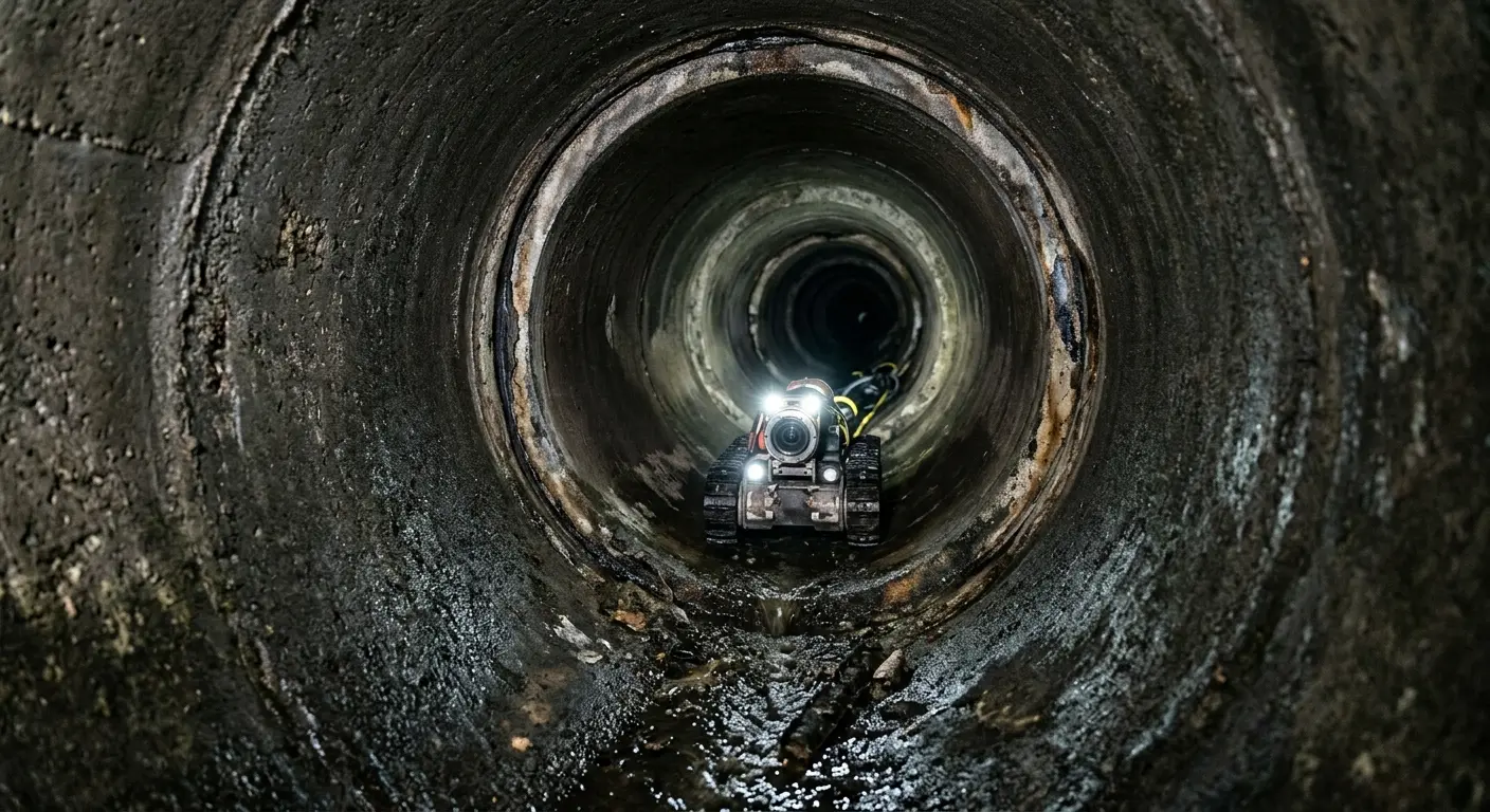 Robotic sewer camera inspecting pipe interior for Sewer Line Repair in Florissant